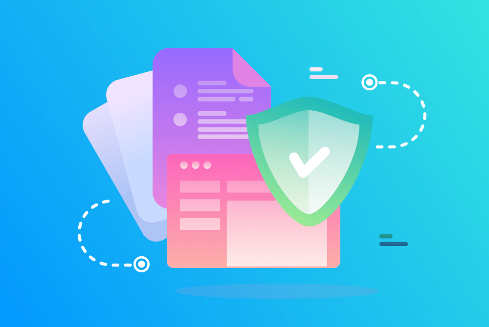 Website redesign graphical image - UX security content illustration image.