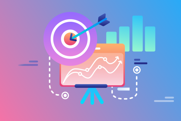 SEM and Social Media Graph and target illustration image