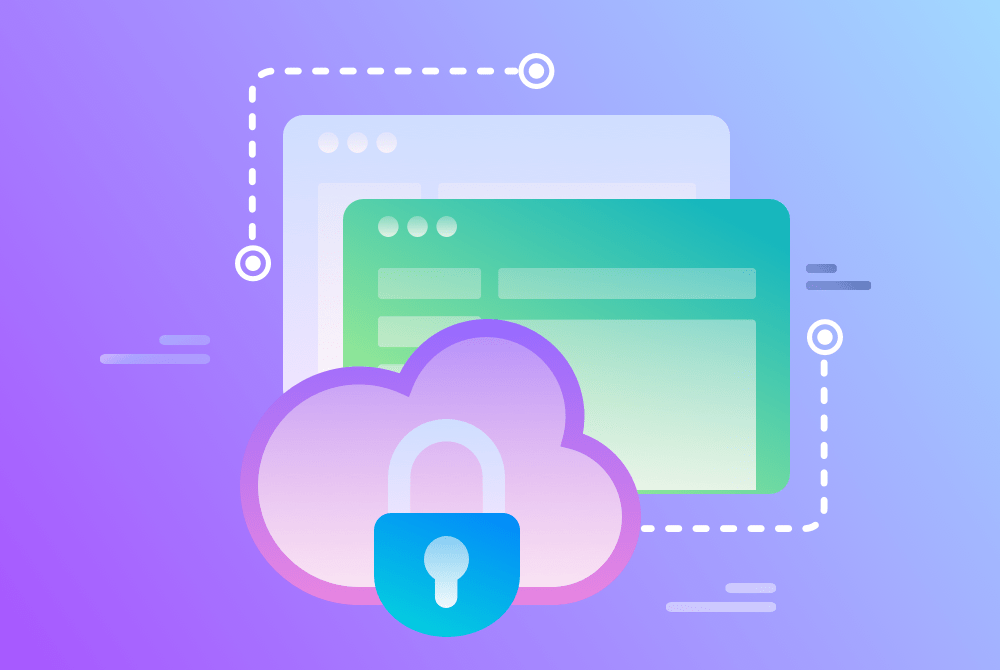 Https Secure website image in purple and green.